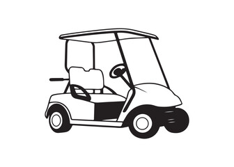 Golf Cart Vehicle Silhouette Vector Icon Isolated on White Background.