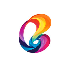 Naklejka premium artistic colorful swirl in the shape of the letter b on a gray background