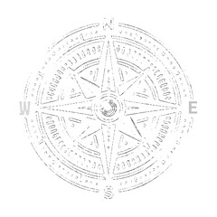 Minimalist Compass Rose Vector Illustration &ndash; Simple Line Art Navigation Symbol