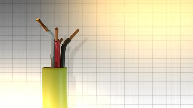 Copper Building Wire Electrical 3D Cable  No AI was used in the making of this content. Content made in Blender and After Effects.