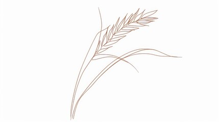 Minimalist Abstract Wheat Art: Linear Outlines & Grains on White Background – Editable Design