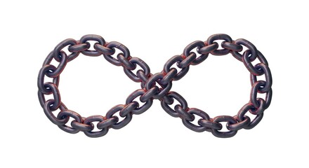 Infinity Symbol Made of Metal Chain on White Background | Conceptual Image for Endless Possibilities, Everlasting Connection, and Limitless Strength