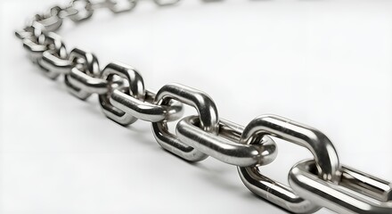 Obraz premium Chain Links Closeup | Metal Chain on White Background for Security, Connection, and Industrial Concepts