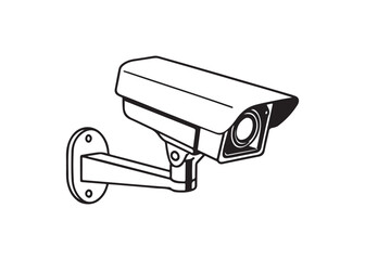 Security Surveillance Camera Silhouette Icon Vector on Black White Background.