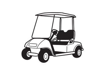 Golf Buggy Silhouette Vector Illustration, Sports Vehicle Icon for Golfers.