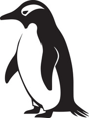 Obraz premium A black and white illustration of a penguin standing on a white background.