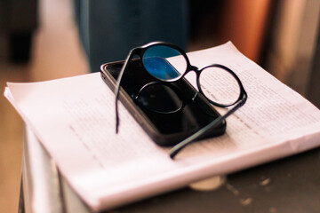 View of a film script in an audiovisual production, with a close-up of its words