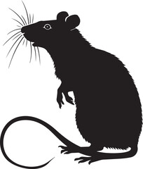 Fototapeta premium A black and white silhouette of a rat against a white background.