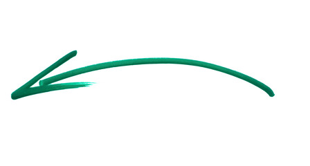 An arrow sign drawn with green marker on transparent background