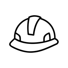 Fototapeta premium Illustration of a white construction helmet with a black outline and a stripe on the top center part