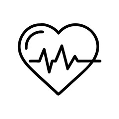 Heart outline with ekg wave representing medical health and wellness in a simple vector graphic design