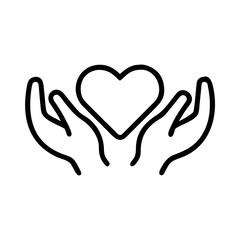 Obraz premium Two hands gently holding a heart outline in a loving gesture of care and support depicted in simple lines