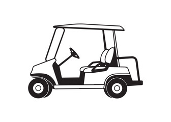 Fototapeta premium Golf Car Silhouette Vector Illustration, Golf Cart Icon for Sports and Leisure.