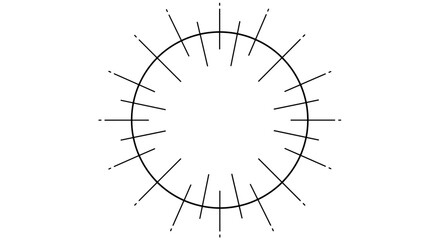 Abstract Circle with Rays: An abstract design featuring a circle emanating a series of straight lines or rays, forming a visually striking composition and radial pattern.