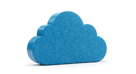 Blue cloud shape with digital texture on white background