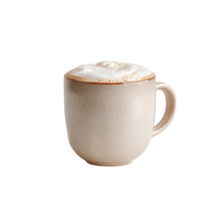Creamy Cappuccino in Beige Mug, Close-up Studio Shot