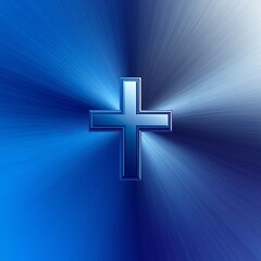 Obraz premium Blue Cross Radiating Light Symbol of Hope and Faith