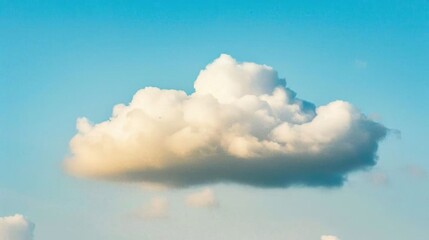 Fresh and Light Summer Vibe: Fluffy White Clouds Over Clear Blue Sky on Sunny Day