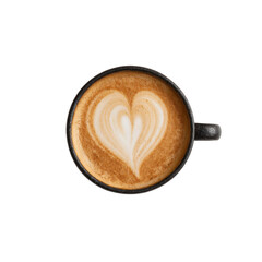 Overhead View of a Cup of Latte with Heart-Shaped Latte Art