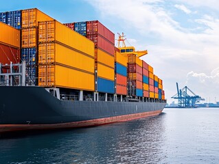 Cargo ship in harbor