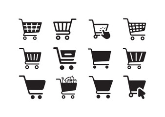 Shopping cart icon set, Shopping basket icon, Buy on market or supermarket, Vector illustration eps 10.