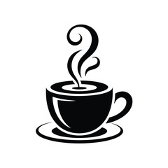 Obraz premium Steaming hot coffee cup silhouette with swirling aroma for morning breakfast and cafe moments