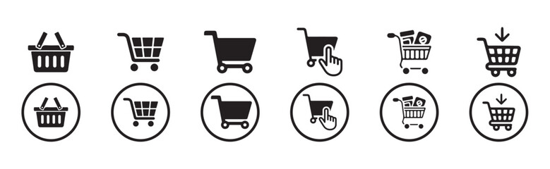 Shopping cart icon set, Shopping basket icon, Buy on market or supermarket, Vector illustration eps 10.