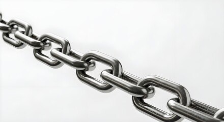 Fototapeta premium Steel chain link on white background