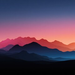 Mountain range at sunset, soft colors