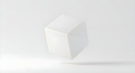 White cube floating on white background