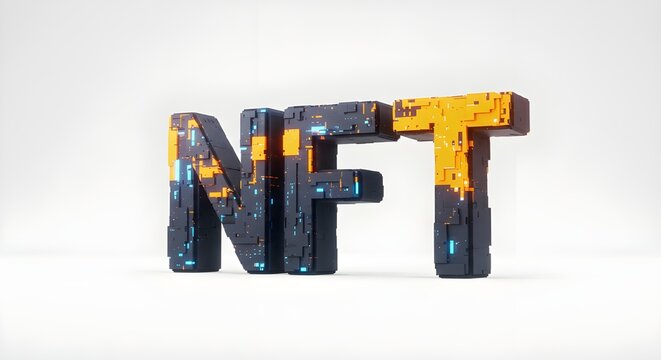 NFT Text Sculpture on White Background