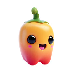 Adorable 3D bell pepper, happy and smiling.