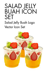 Salad jelly buah Logo vector Icon set