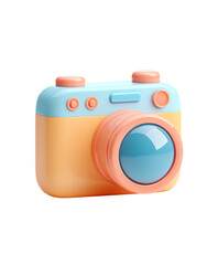 Cute pastel colored camera icon, 3D render