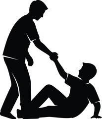 Helping hand assistance support teamwork silhouette illustration