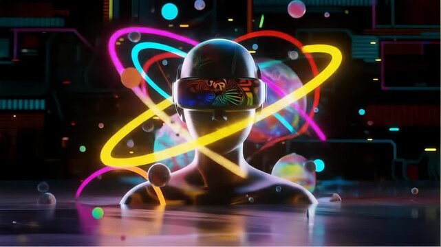 Futuristic Virtual Reality Headset Hologram Animation