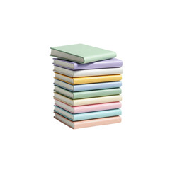 Stack of Pastel-Colored Books,  Neatly Arranged Books, Colorful Book Collection