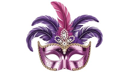 Ornate purple masquerade mask with feathers and jewels