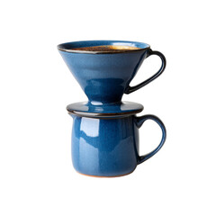 Stylish Blue Ceramic Pour Over Coffee Dripper and Server Set