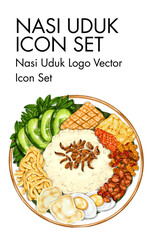 Nasi uduk Logo vector Icon set