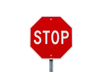 Octagon Stop Sign: Safety and Road Regulations on white background