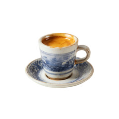 Espresso in Vintage Blue and White Cup and Saucer