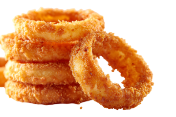 Stack of delicious, crispy fried onion rings.