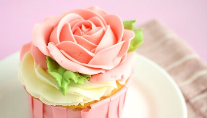 Delicate pink rose cupcake
