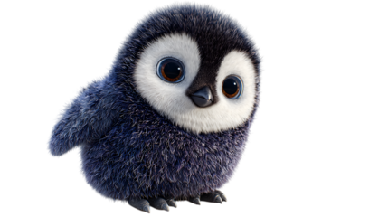 Cute baby penguin, fluffy and adorable.