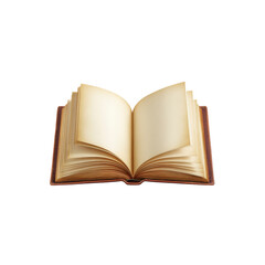 Open Antique Book with Blank Pages - Isolated on Black Background