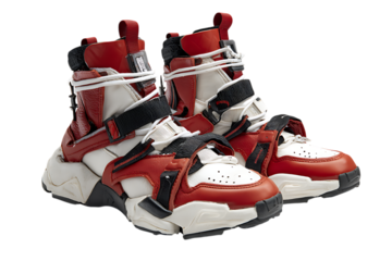 Stylish futuristic footwear isolated on black.