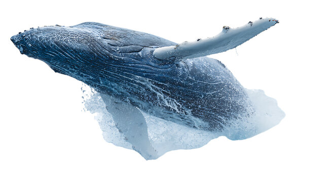 Majestic humpback whale breaching, showcasing its power and grace.