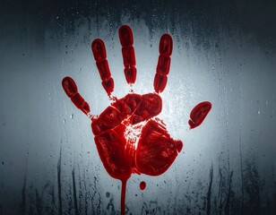 Bloody Handprint on Glass – Chilling Halloween Horror
