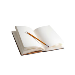 Open Notebook with Pencil, Blank Pages Ready for Writing or Drawing